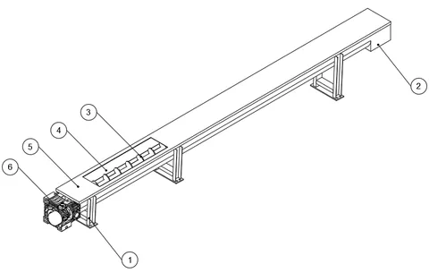 Dibujo técnico de un tornillo transportador de JTP